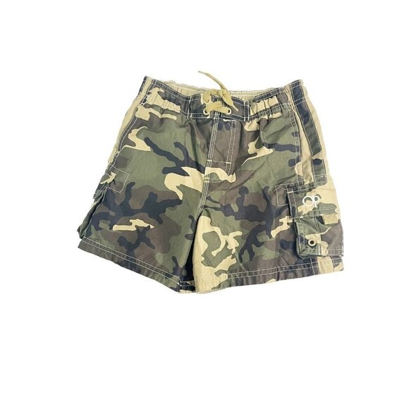 Op Boys Swim Trunks Green Camouflage Board Shorts Mesh Pockets 4-5 XS - Picture 2 of 5